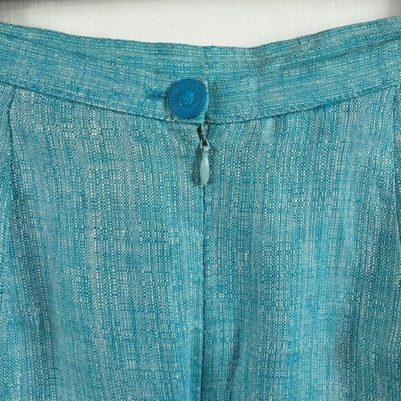 Vintage Versus Gianni Versace teal 100% linen a-line skirt.  Size 28/42 - Picture 3 of 6